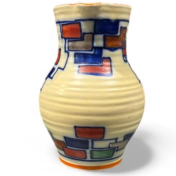 VTG Swansea Ware Flora Art Deco Geometric Pottery Jug Pitcher Wardle's England - Picture 3 of 10